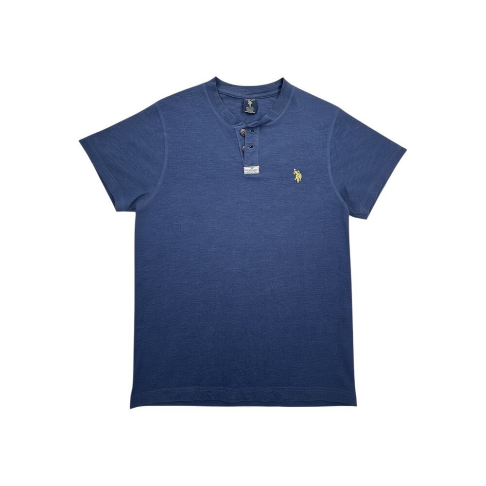 U.S. Polo Assn. Denim Co. Heathered Henley T-Shirt Blue Unisex Size M